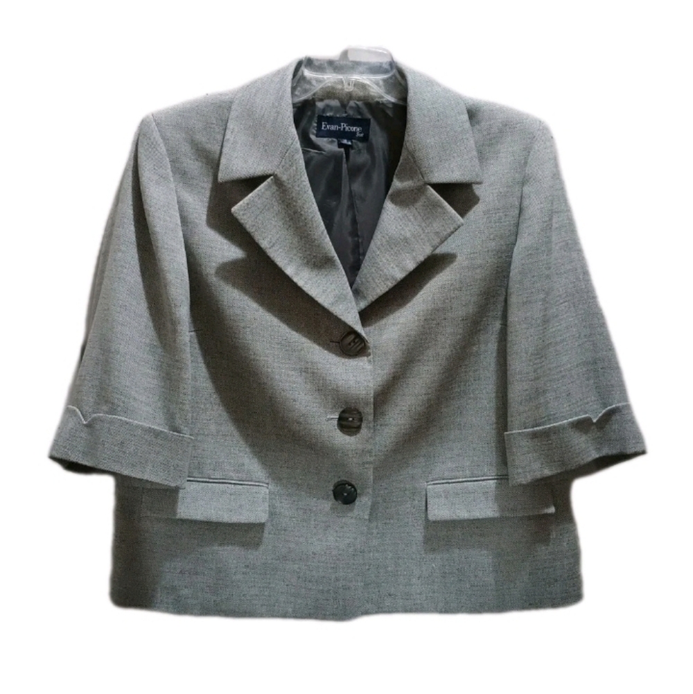 Evan Picone Short Sleeve Blazer Grey Size 14
